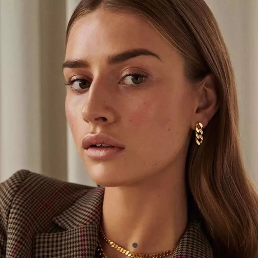 “Intentions” Chain Link Minimalist Boho Indie Streetwear Fashion Dainty Earrings - Picture 2 of 12